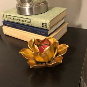 Gold Lotus Flower Candle Holder